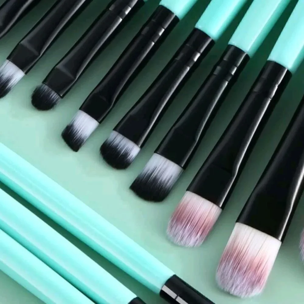 New 15 piece dual fiber blue makeup brush set